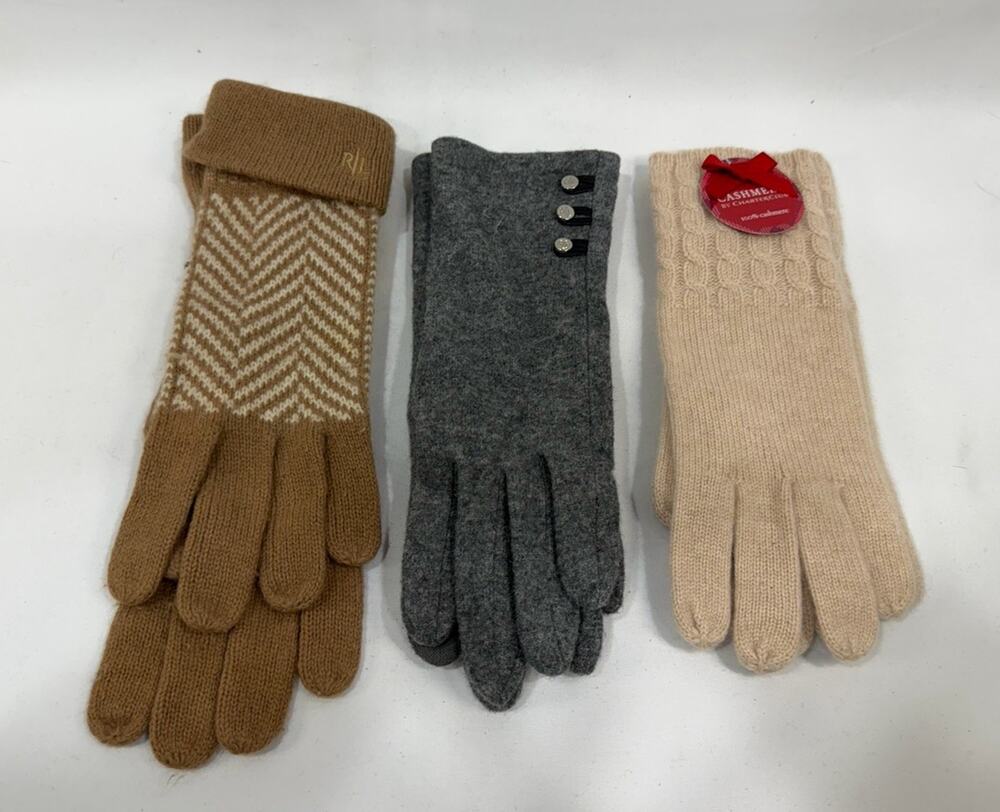 Women's Cashmere Glove Bundle Ralph Lauren Charter Club Sz M NWT